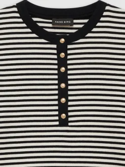 Alessia Long Sleeve Tee in Cream Stripe