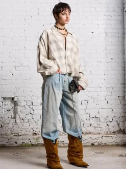 Damon Pleated Wide leg in Lennon Blue