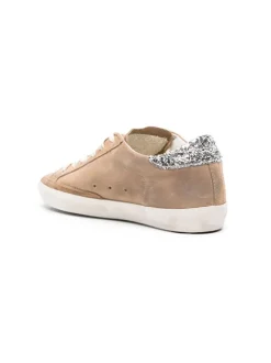 Distressed Suede Glitter Super Star in Tan