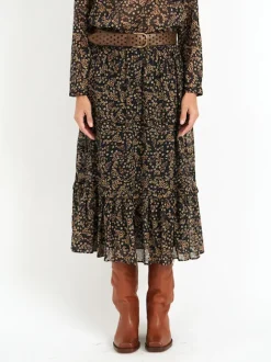 Diya Skirt in Black/Ochre