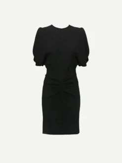 Gathered Waist Mini Dress in Black