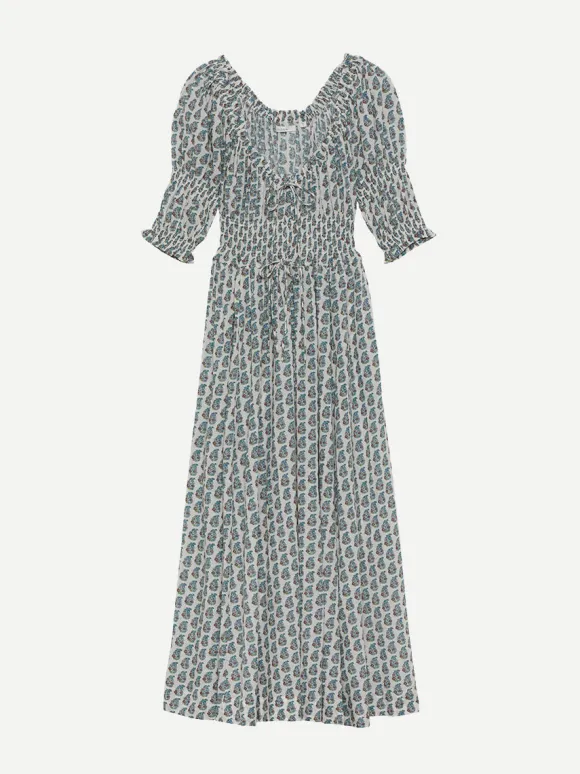 Ischia Dress in Sea Salt Paisley Bouquet