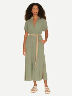 Linnet Dress in Green Army