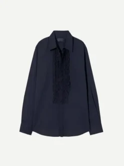 Nathael Ruffle Shirt in Midnight