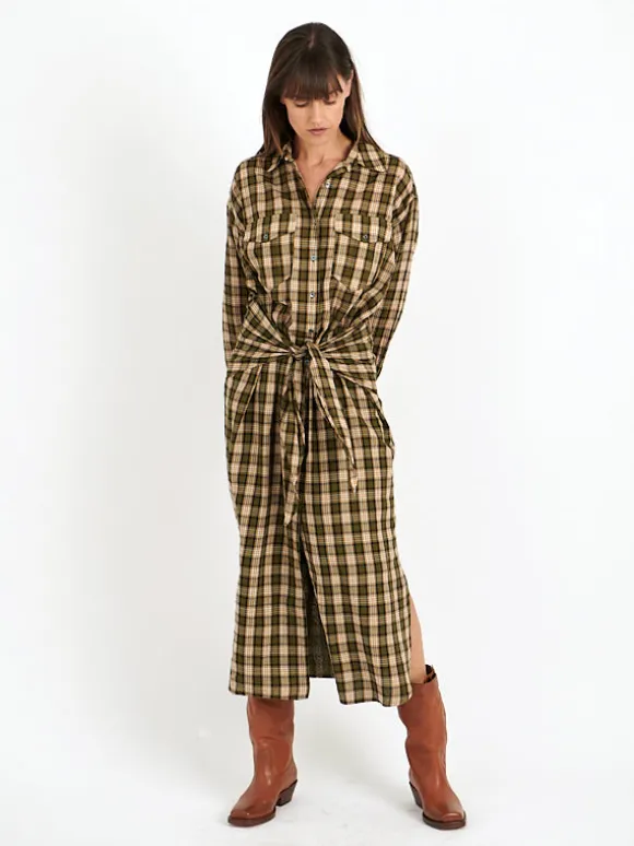 Nesly Dress in Black/Ochre