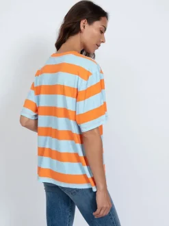 Printed Boy Tee in Orange Blue