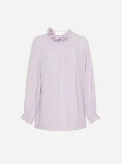 Ruffled Neck Blouse in Petunia