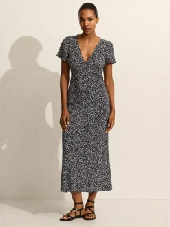 Short Sleeve Bias Dress in Dandelion