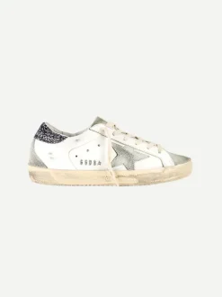 Super-star in White & Grey Glitter Heel