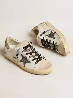 Super-Star Sneakers in Gold and Grey Glitter