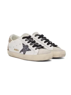 Super-Star Sneakers in Gold and Grey Glitter