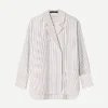 The Agnes Wrap Shirt in Acorn Stripe